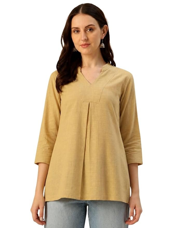 Mandarin Neck Kurti with 3/4 Sleeves – Elegant Everyday Wear